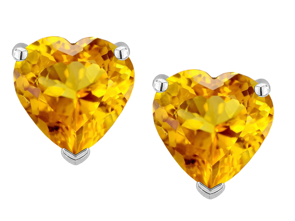 Star K Heart Shape 6mm Genuine Citrine Earrings Studs