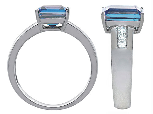 Star K Classic Octagon Emerald Cut 9x7 Ring With Simulated Blue Topaz