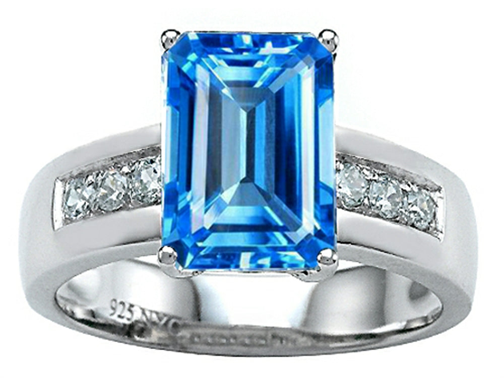 Star K Classic Octagon Emerald Cut 9x7 Ring With Simulated Blue Topaz