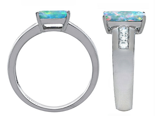 Star K Classic Octagon Emerald Cut 9x7 Ring With Simulated Opal