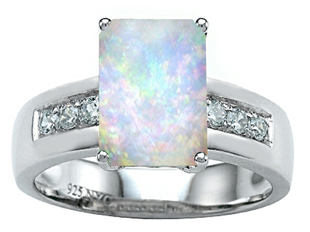 Star K Classic Octagon Emerald Cut 9x7 Ring With Simulated Opal