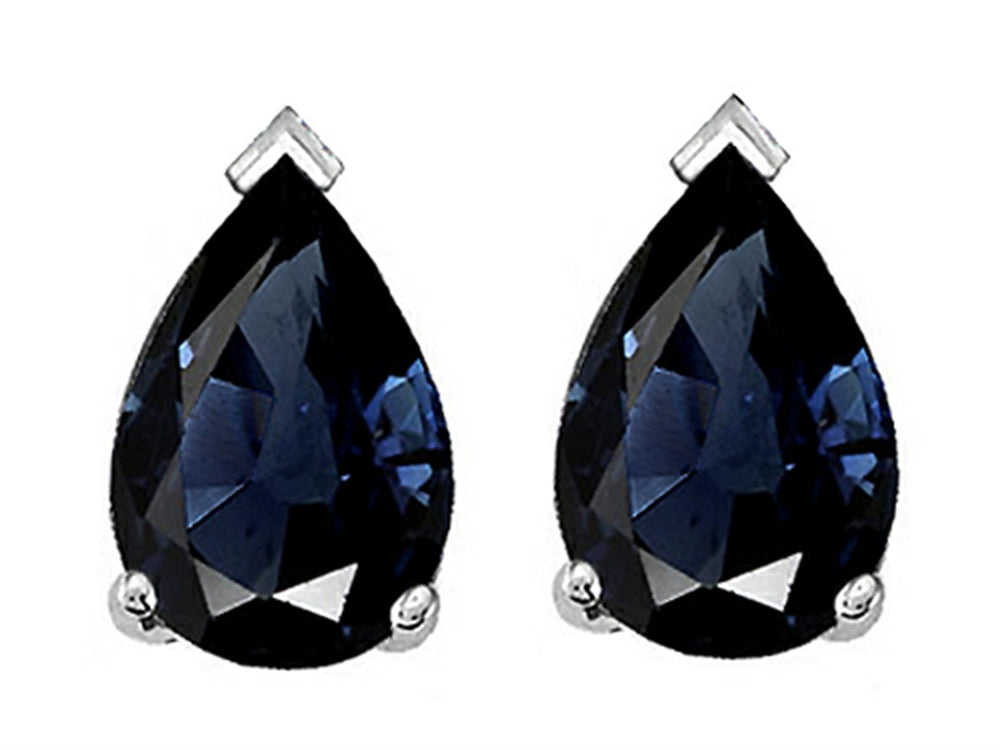 Tommaso Design 7x5mm Pear Shape Genuine Sapphire Earrings