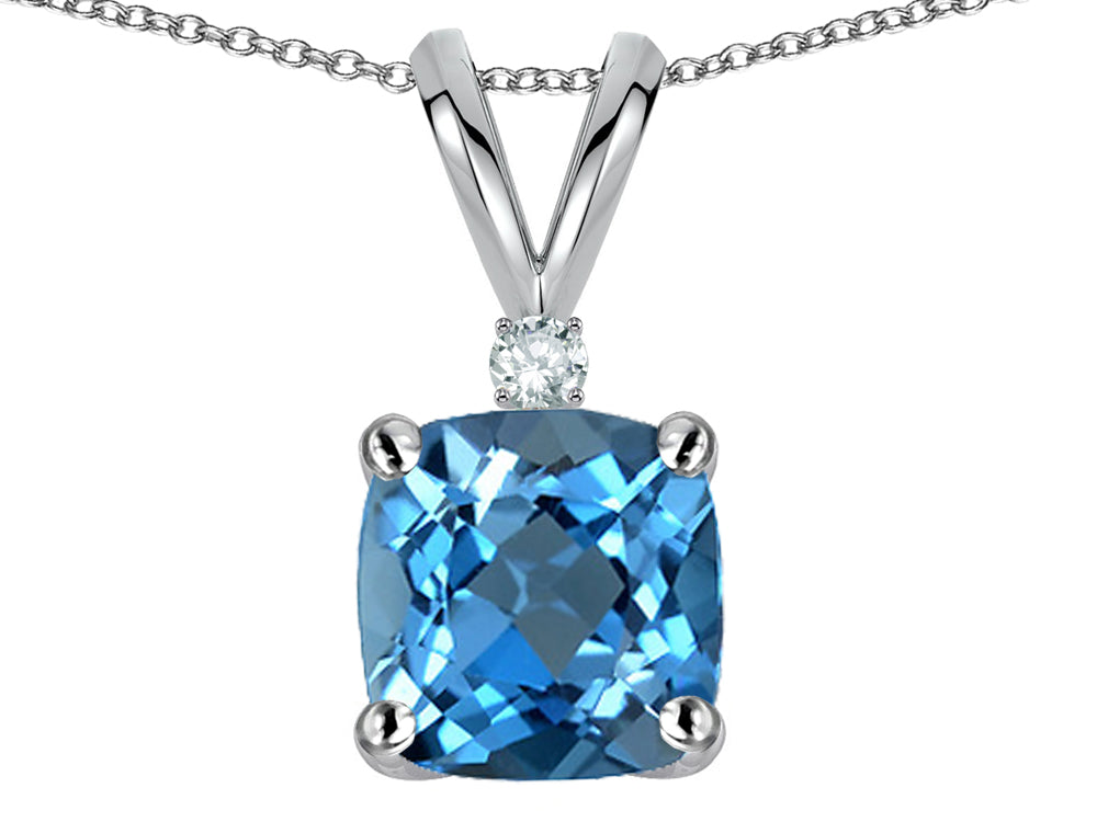 Star K 7mm Cushion-Cut Genuine Blue Topaz Pendant Necklace