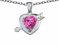 Star K Heart with Arrow Love Pendant Necklace with Heart Shape 8mm Created Pink Sapphire