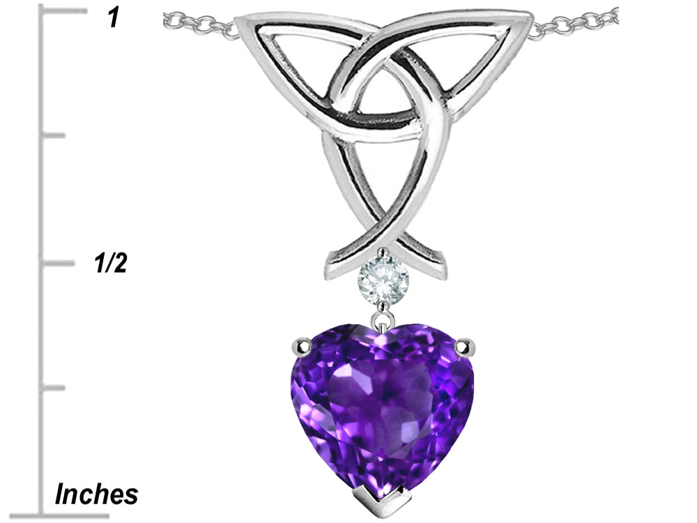 Star K Love Knot Pendant Necklace with 8mm Heart Shape Simulated Amethyst