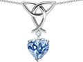 Star K Love Knot Pendant Necklace with 8mm Heart Shape Simulated Aquamarine
