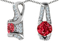 Star K 8mm Round Created Ruby Designer Pendant Necklace