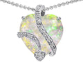 Star K Large 15mm Heart Shape Created Opal Love Pendant Necklace