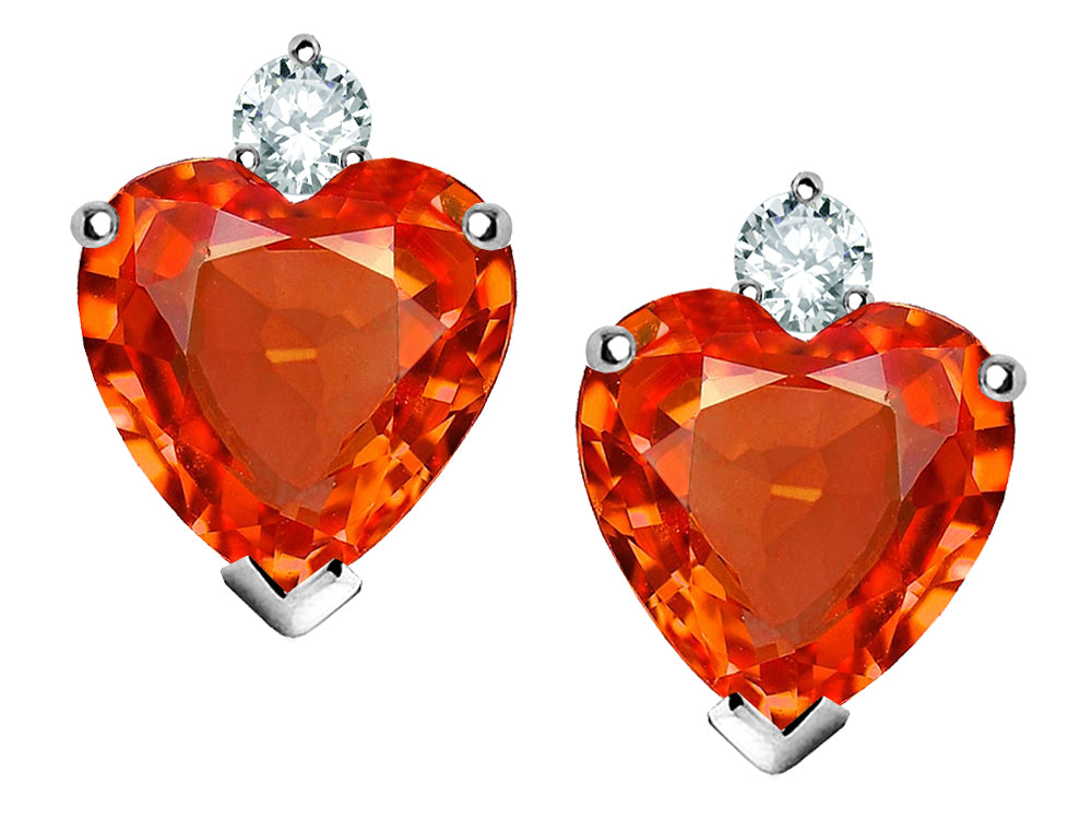 Star K Heart Shape Simulated Mexican Fire Opal Earrings