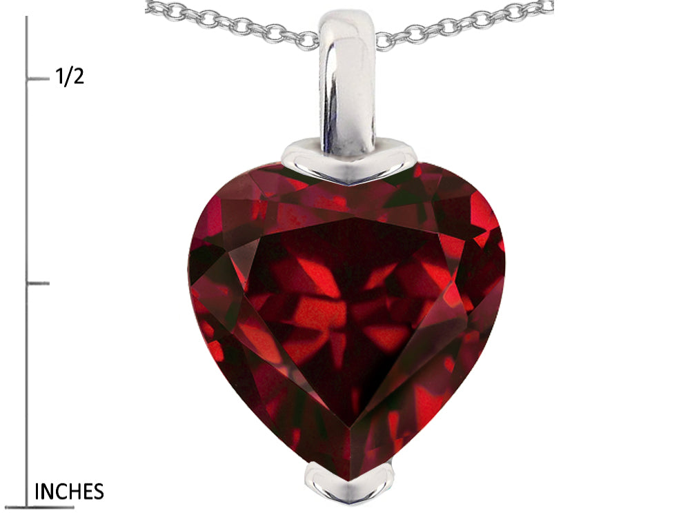 Star K 10mm Heart Shaped Simulated Garnet Pendant Necklace