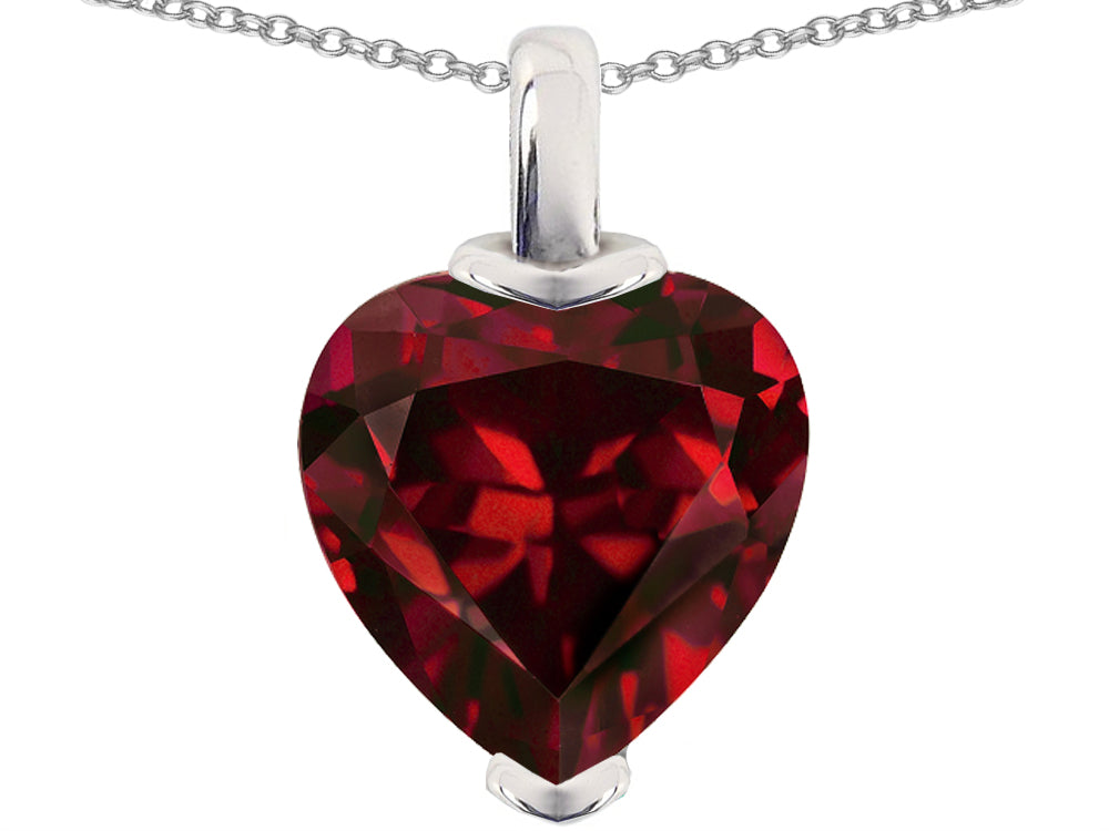 Star K 10mm Heart Shaped Simulated Garnet Pendant Necklace