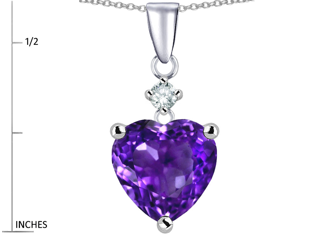 Star K Heart Shape 8mm Simulated Amethyst Pendant Necklace