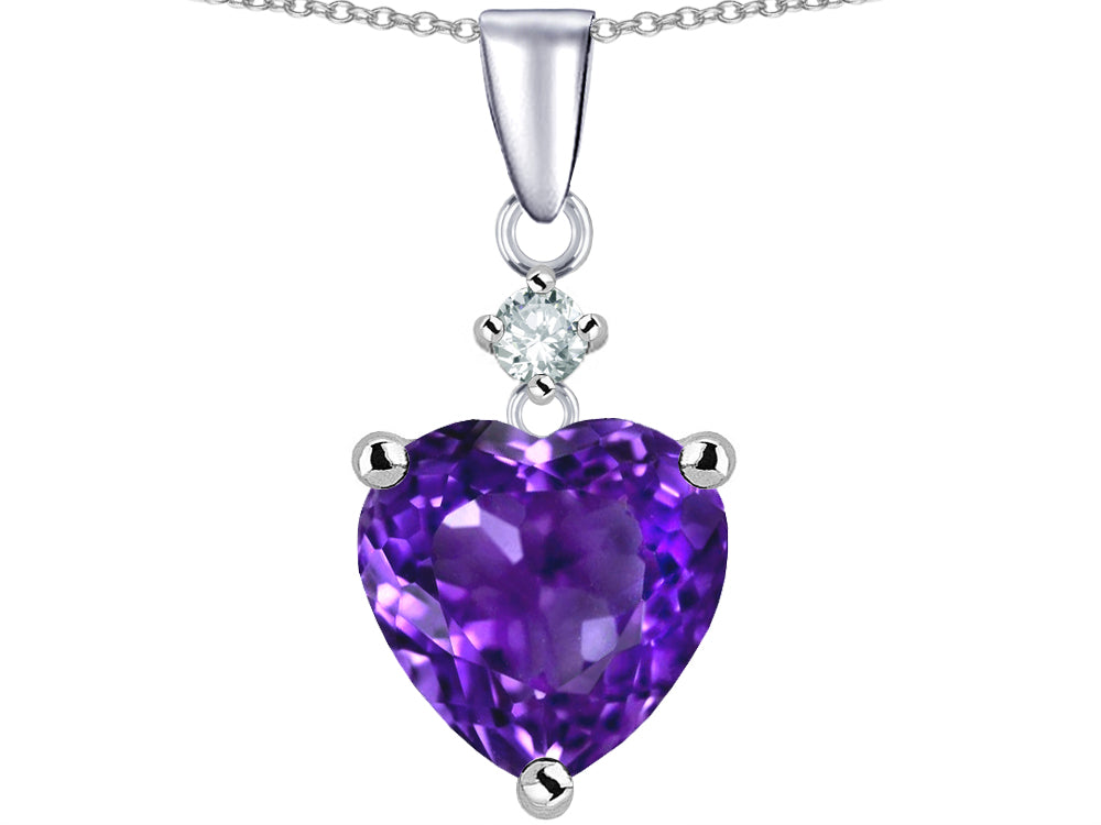 Star K Heart Shape 8mm Simulated Amethyst Pendant Necklace