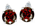 Star K Round 7mm Simulated Garnet Earrings Studs