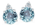 Star K Round 7mm Simulated Aquamarine Earrings Studs