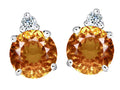 Star K Round 7mm Simulated Imperial Yellow Topaz Earrings Studs