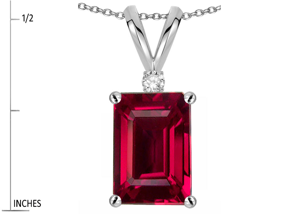 Star K  Classic Octagon Emerald Cut 8x6mm Created Ruby Pendant Necklace