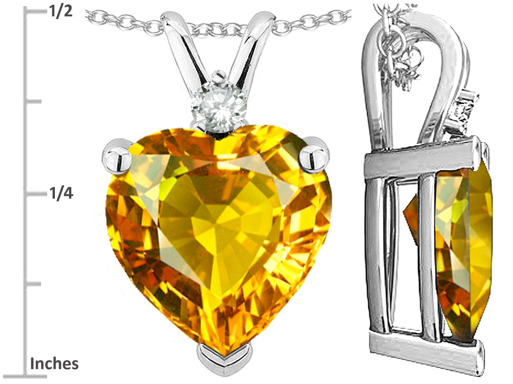 Star K Heart Shape 8mm Genuine Citrine Heart Pendant Necklace