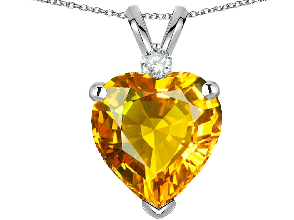 Star K Heart Shape 8mm Genuine Citrine Heart Pendant Necklace