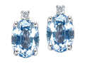 Tommaso Design Oval 7x5mm Simulated Aquamarine Earrings