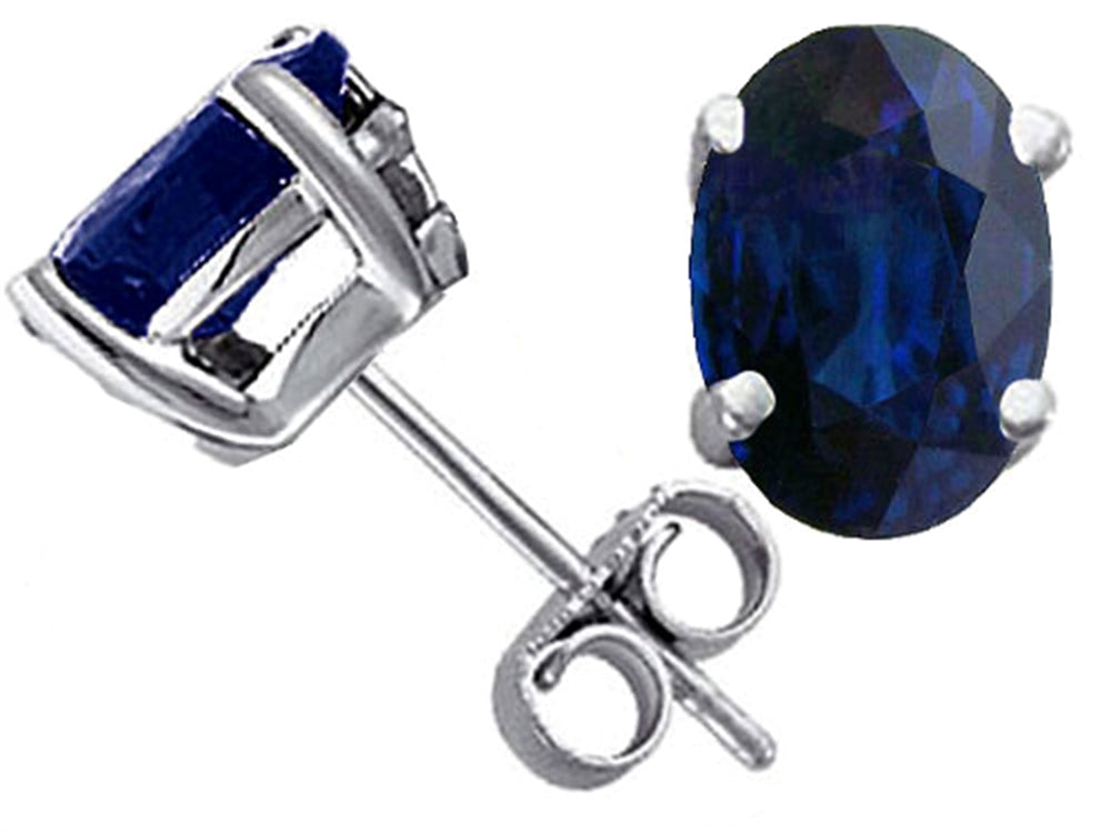 Tommaso Design Oval 7x5 Genuine Sapphire Earrings Studs