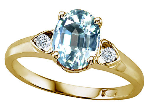 Tommaso Design Oval 8x6mm Genuine Aquamarine Ring