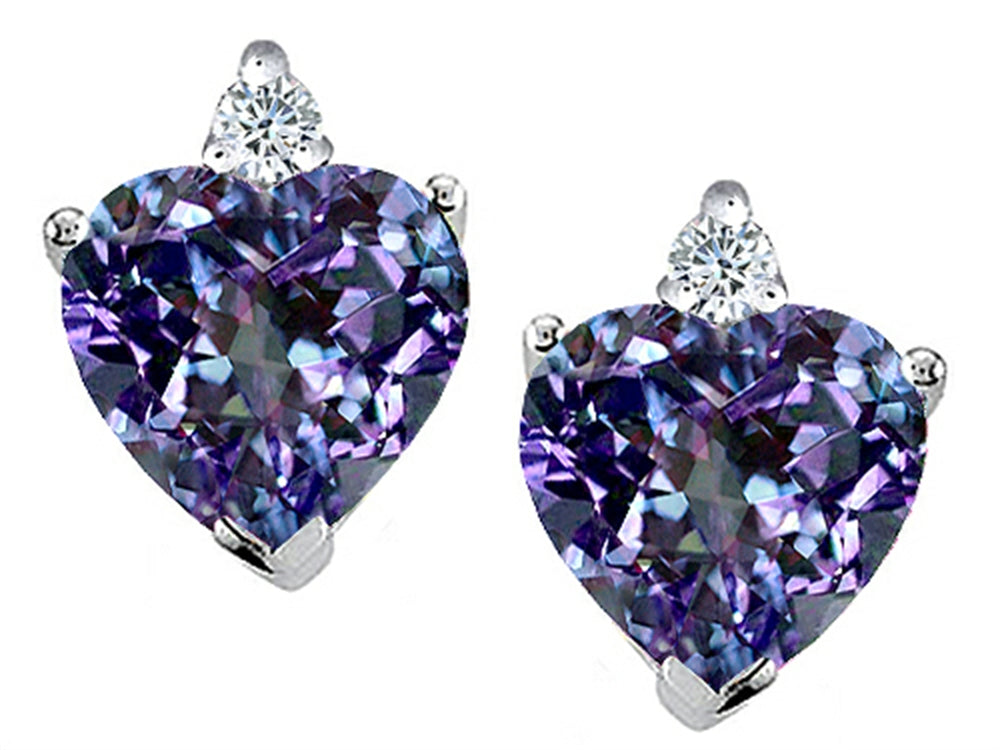 Tommaso Design Heart Shape Simulated Alexandrite Earrings Studs