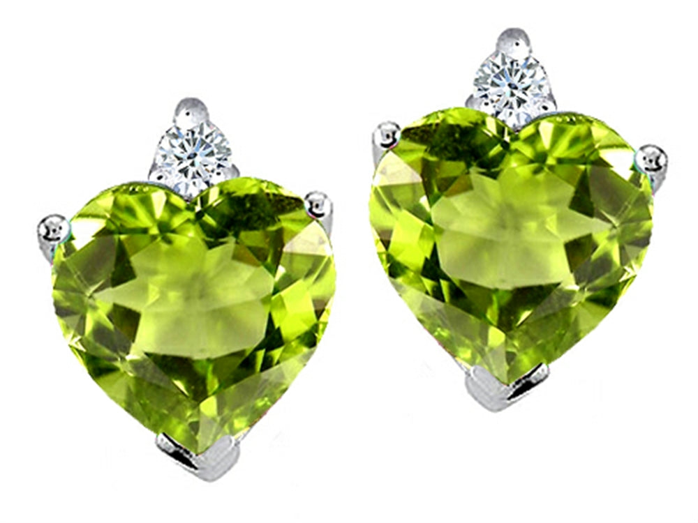 Tommaso Design Heart Shape Peridot Earrings Studs