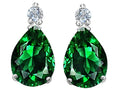 Star K Pear Shape 8x6 mm Simulated Emerald Earrings Studs