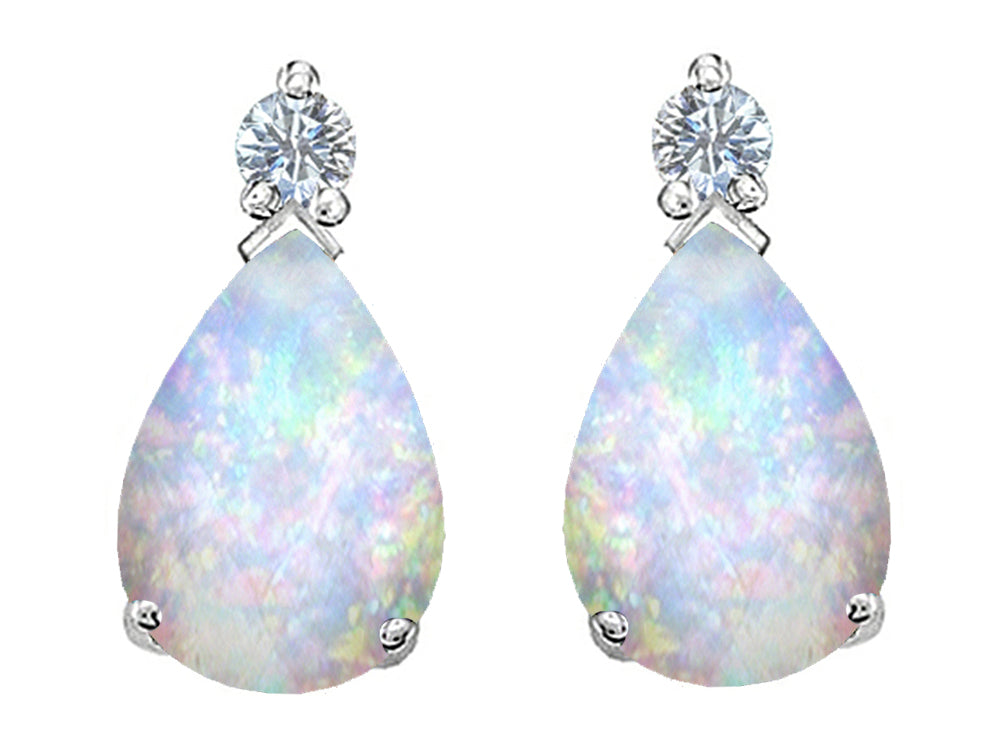 Star K Pear Shape 8x6 mm Created Opal Earrings Studs