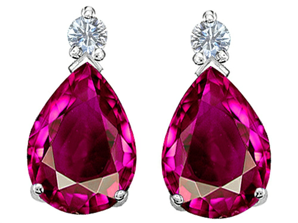 Star K Pear Shape 8x6 mm Created Pink Sapphire Earrings Studs