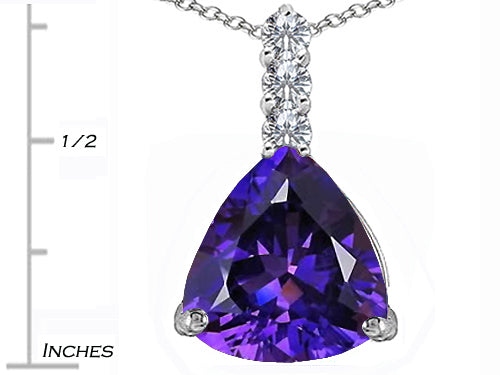Star K Large 12mm Trillion Cut Simulated Amethyst Pendant Necklace