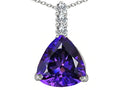 Star K Large 12mm Trillion Cut Simulated Amethyst Pendant Necklace