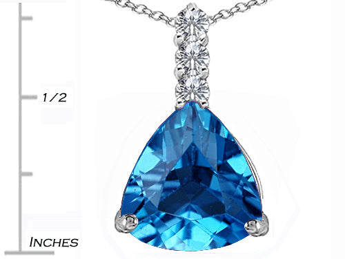 Star K Large 12mm Trillion Cut Simulated Blue Topaz Pendant Necklace