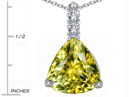 Star K Large 12mm Trillion Cut Simulated Yellow Sapphire Pendant Necklace