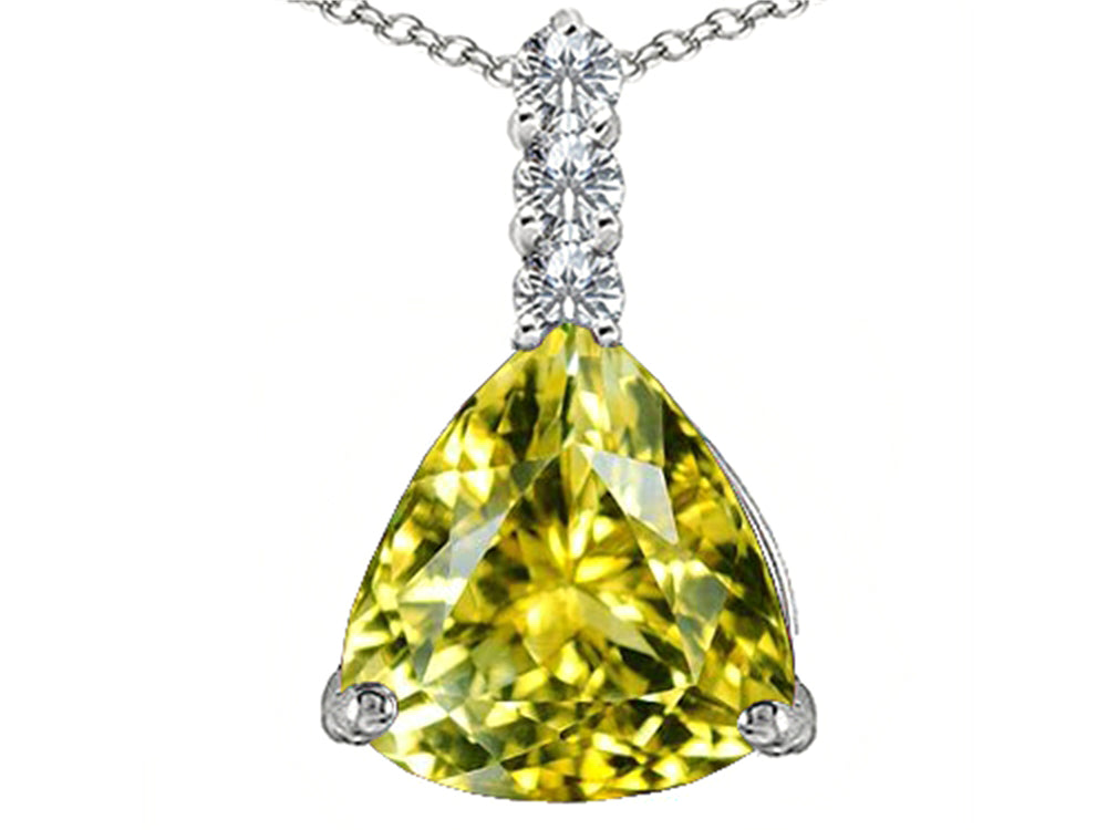 Star K Large 12mm Trillion Cut Simulated Yellow Sapphire Pendant Necklace