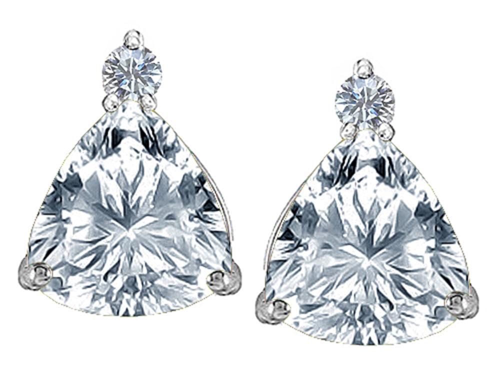 Star K 7mm Trillion Cut Genuine White Topaz Earrings Studs
