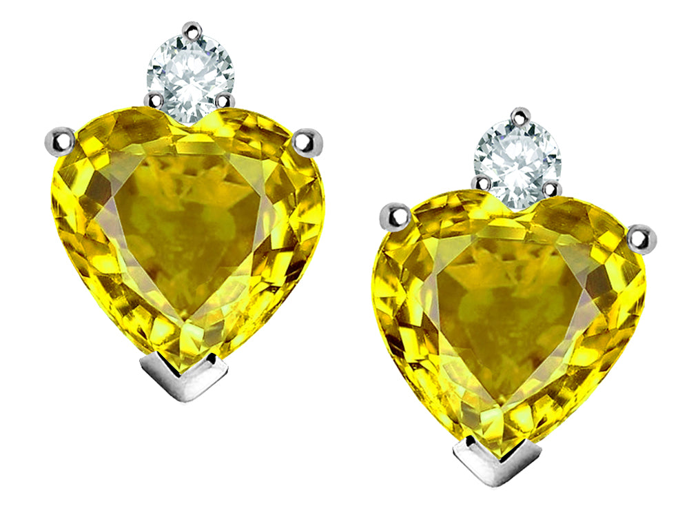 Star K 7mm Heart Shape Simulated Citrine Earrings
