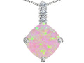 Star K Large 12mm Cushion-Cut Pink Created Opal and Cubic Zirconia Pendant Necklace