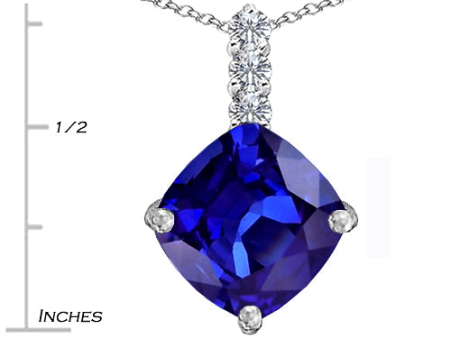 Star K Large 12mm Cushion-Cut Simulated Tanzanite Pendant Necklace