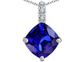 Star K Large 12mm Cushion-Cut Simulated Tanzanite Pendant Necklace