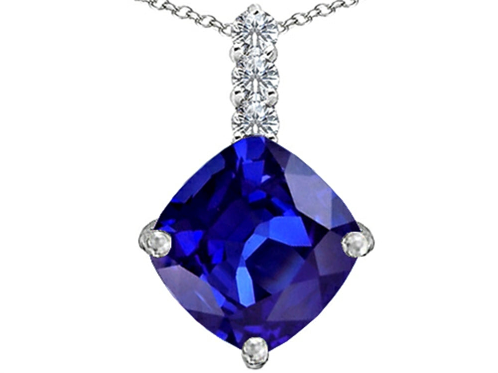 Star K Large 12mm Cushion-Cut Simulated Tanzanite Pendant Necklace