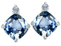 Star K 7mm Cushion-Cut Simulated Aquamarine Earrings Studs