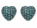 Star K Small Puffed Heart Love Earrings with Simulated Emerald
