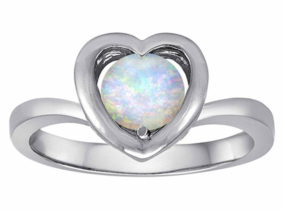 Star K Heart Promise of Love Ring with 7mm Round Simulated Opal