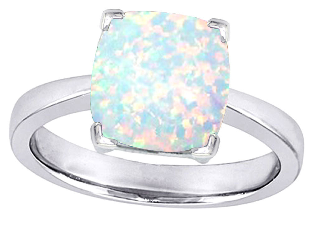 Star K 8mm Cushion-Cut Solitaire Ring with Simulated Opal