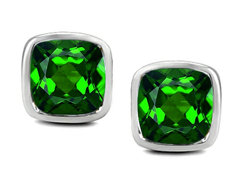 Star K 8mm Cushion-Cut Simulated Emerald Earrings Studs