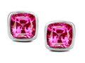 Star K 8mm Cushion-Cut Created Pink Sapphire Earrings Studs