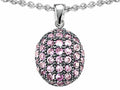 Star K Oval Puffed Pendant Necklace with Created Pink Sapphire