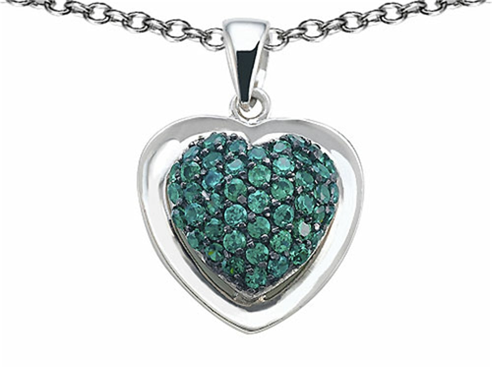 Star K Heart Shape Love Pendant Necklace with Simulated Emerald